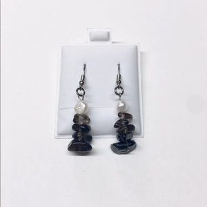 Smokey Quartz And Pearl dangle earrings